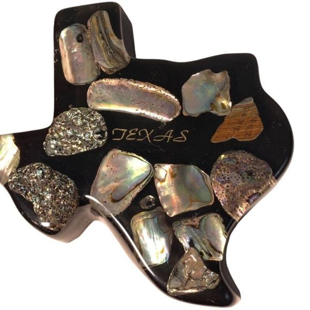 VINTAGE TEXAS LUCITE PAPER WEIGHT WITH GENUINE ABALONE‎ SHELLS